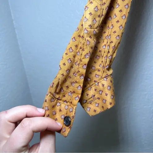 Billy Reid Mustard Patterned Blouse women’s small fall boho 100% cotton career