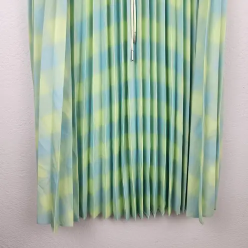 Proenza Schouler Pleated Georgette Midi Skirt Yellow Blue Size Small NWT