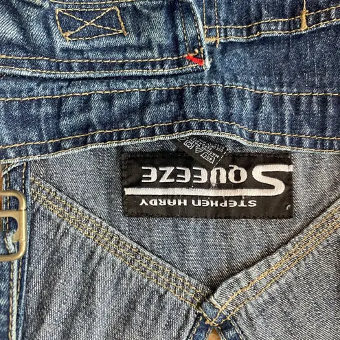 Vintage 1990s SQZ Squeeze Overalls Large Bib Blue Denim Carpenter Stephen Hardy Size 10