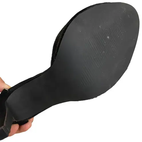 Luxe x JustFab Pfeiffer Black Suede and Horse Hair Heels Size 8