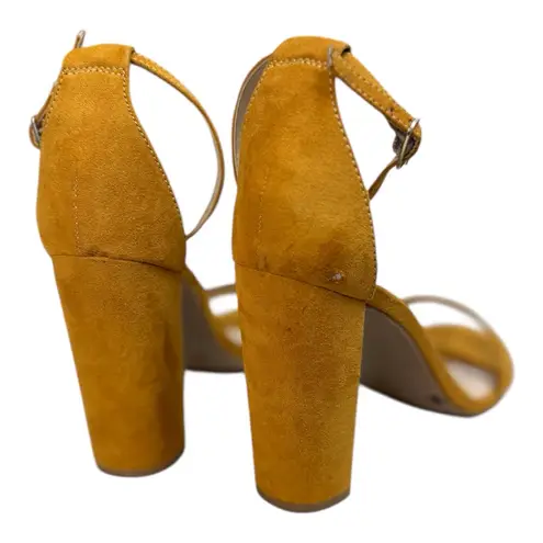 Lulus Taylor Mustard Yellow Suede Ankle Strap Heels Size 8.5 Gold