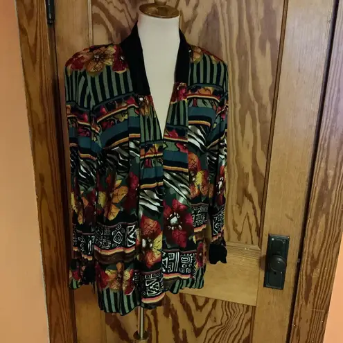 Vtg 80s bright floral n stripes cover up