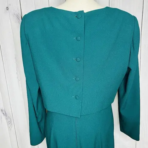 Vintage RIMINI Formal Maxi Dress / Jacket Size 12 Dark Teal Green Beaded