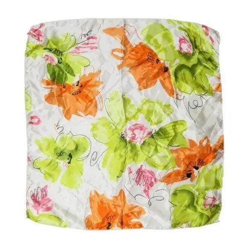 Vintage Vibrant Neon Floral Square Scarf Wraps Orange