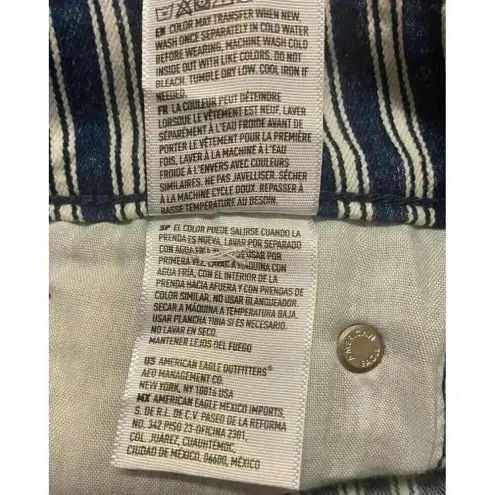 American Eagle  Hi Rise Shortie Blue‎ Striped Next Level Stretch Size 8 NWT