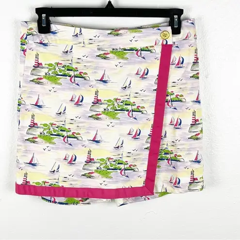 ISLAND REPUBLIC Cotton Blend Sailboat Print Skort, Size 8