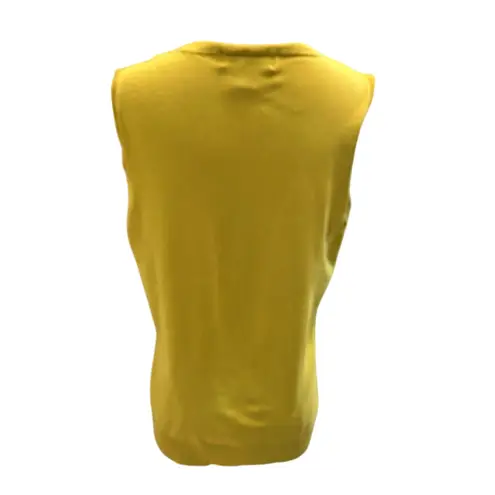 August Silk Knit Top Women L Mustard Silk Blend Sleeveless Casual Preppy Office