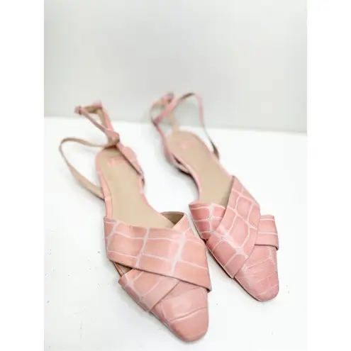 Louise et Cie Louise et Cie Flats Womens Size 6 Pink Pointed Toe Leather Ankle Strap Textured