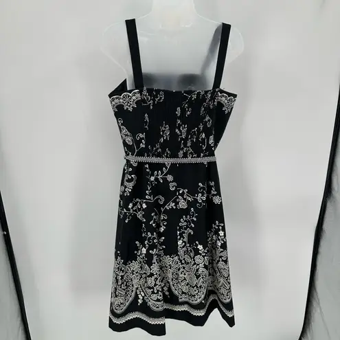 Madison Leigh Dress Women’s 12 Black Floral Tie Belt Sundress Classic Elegant