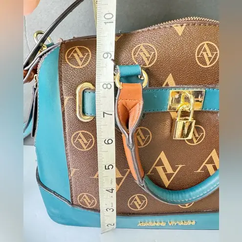Adrienne Vittadini Adrianne Vittadini Signature Collection Dome Satchel w/Lock Chocolate Teal Bag