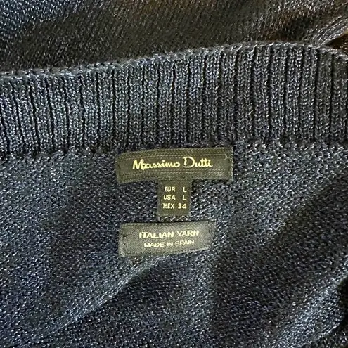 Massimo Dutti . Italian Yarn. Cold Shoulder Sweater. Spain. Blue Marled. Size L
