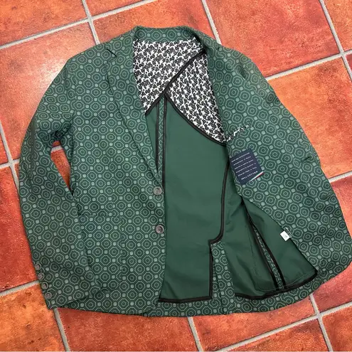 Neill Katter Unstructured Green Patterned Blazer Size 12