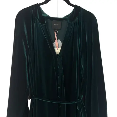 Alex Marie NEW Emerald Green Velvet Button Front Tiered Midi Dress Size 10