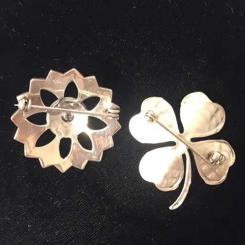 Vintage Pave Silvery Brooches Silver