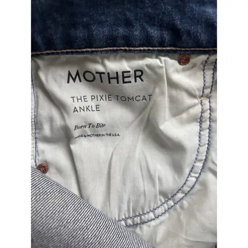 MOTHER Superior The Pixie Tomcat Ankle Jeans 27 Boho Distressed layered timeless Blue