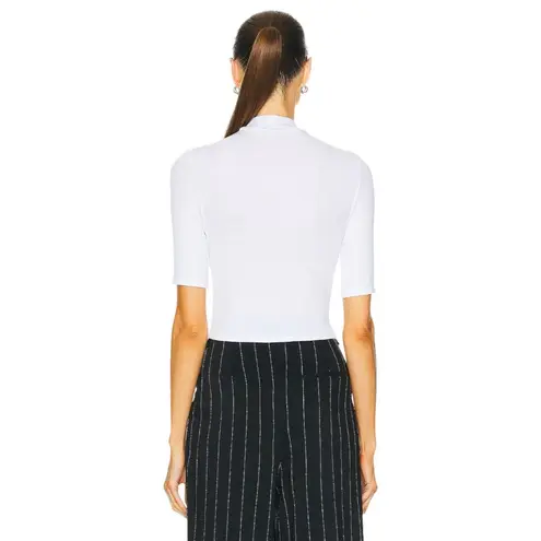 Enza Costa Silk Rib Cropped Half Sleeve Mock Neck Top in White Small New womens