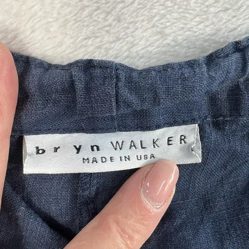 Bryn Walker M Medium Pants Linen Navy Cargo Jogger Lagenlook Baggy Wide Leg Boho