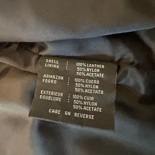 Siena Studio Black Lambskin Leather Jacket Zip Front Collarless Size Large