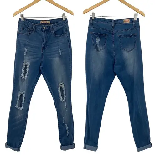 Judy Blue High Rise Ripped Distressed Stretch Denim Skinny Jeans Light Wash 9/29