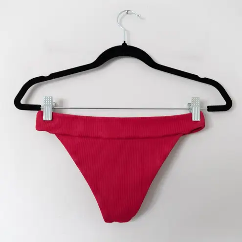 l*space L* Tara Tie Front Red Ribbed Bikini Top & Swim Bottoms Set Size Large/Small