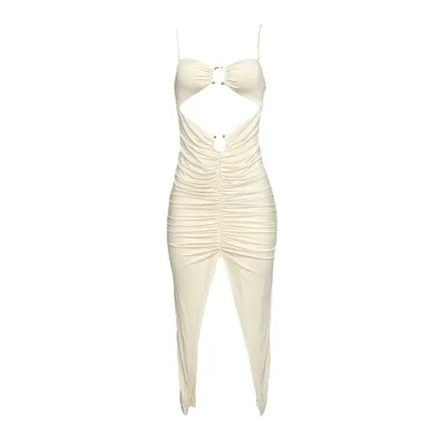 Camila Coelho Yasmeen Cut-Out Ring Detail Soft Jersey Midi Dress, Beige, Small