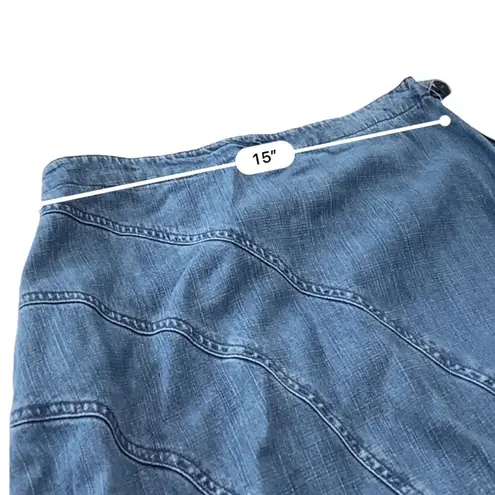 Coldwater Creek Blue Asymmetrical Seam detail tencel Maxi Skirt NEW Size SMALL