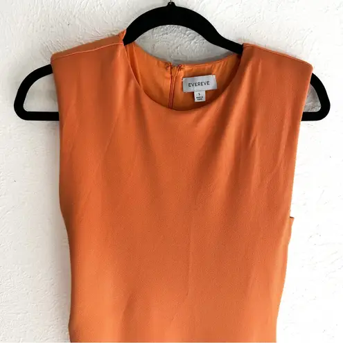 Evereve Zoe Strong Shoulder Orange Stretch Midi Dress Sz Small