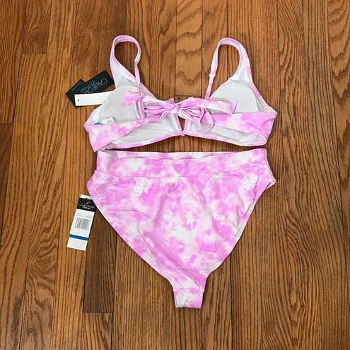 California Waves Bikini Set V-Wire Bralette High Waisted Pink Junior’s XL NWT