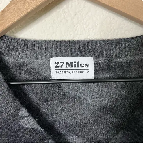 27 Miles Grey Camo Candice Cashmere Sweater V Neck Womens Size XS Black