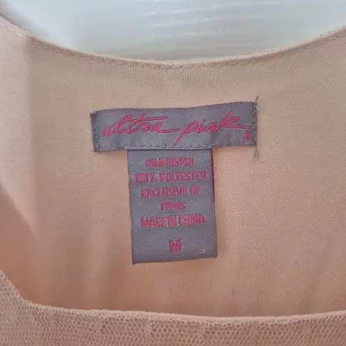 Ultra Pink Lace Tiered Tunic Dress Light Pink Black Y2K Fairy Size Medium