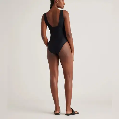 Quince NWT Black Women’s Italian Plunge One-Piece Swimsuit Sz S