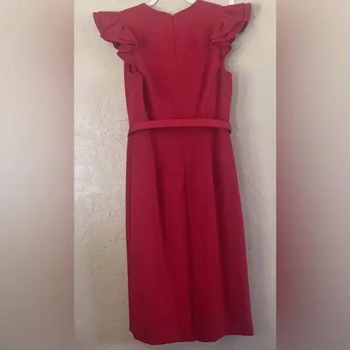 Alex Marie Nordstrom Red Belted Sheath Dress w/ Flutter Sleeves Wm’s Size 6