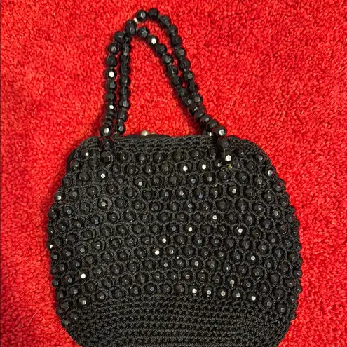 Elegant Antique Black Beaded Handbag