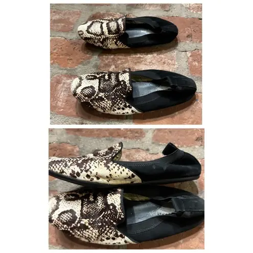 Yosi Samra Calf Loafers Size 8 Brown Black Cream Foldable Fla