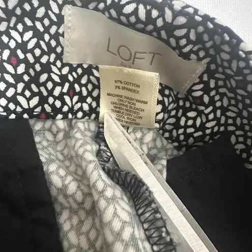 LOFT Outlet Pants Womens 14 Floral Original Crop Mid Rise Stretch Flat Front Black