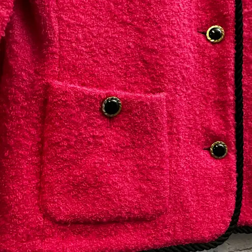Susan Bristol Pink Black Worsted Wool Blend Suit Jacket Blazer Size 12 Rich