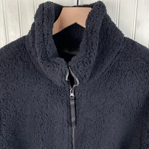 Free Country Women's Faux Fur Zip Jacket Black Sherpa Size Medium Cozy Warm Fall