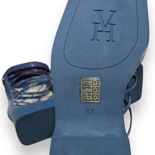 VHNY Vivienne Hu Cobalt Studded Leather Straps Ankle Boots Size 7 (EU 37) Blue