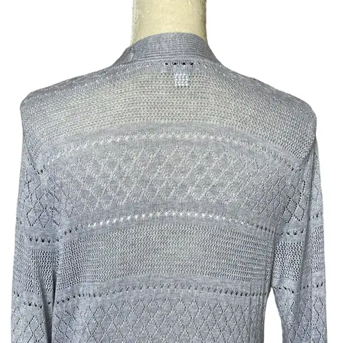 Croft & Barrow Pointelle Open Front Catdigan Sweater Women’s Size M Gray