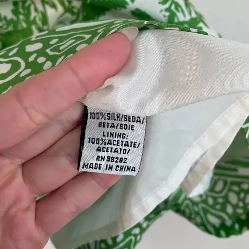 Tibi Green White Floral Silk Tank Top