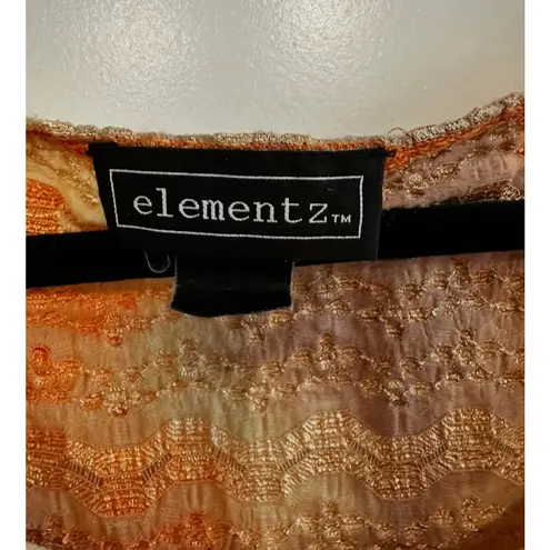 Elementz Women's Orange Brown Textured Short Sleeve Tee L