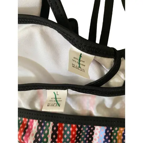 Nwot 2 Pc Padded String Bikini Set Swim Swimsuit Swimwear Stripes Boho Summer Bo Blue Size L