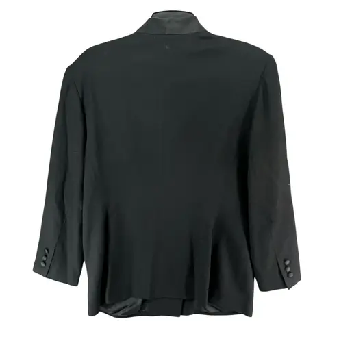 Kasper Vintage Tuxedo Jacket 16 Black Wool Satin Double Breasted Power Blazer Size 10