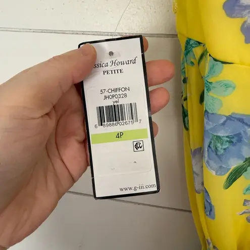 Jessica Howard Women’s 4P Yellow Floral Dress New