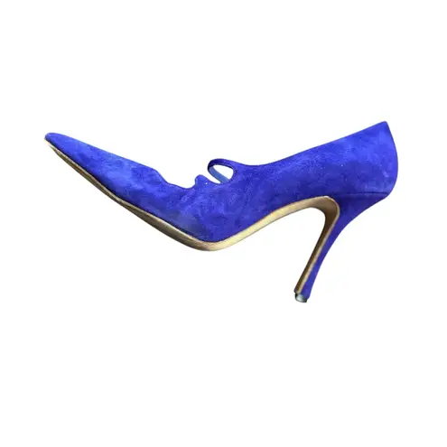 Manolo Blahnik Suede Pointed Toe Mary Jane Heels Purple and free pair