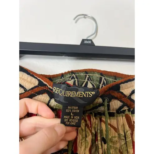 Vintage Pull On Geometric Earth Tone Maxi Skirt Sz L Boho Ren Fair Fairy Grunge Red Size L