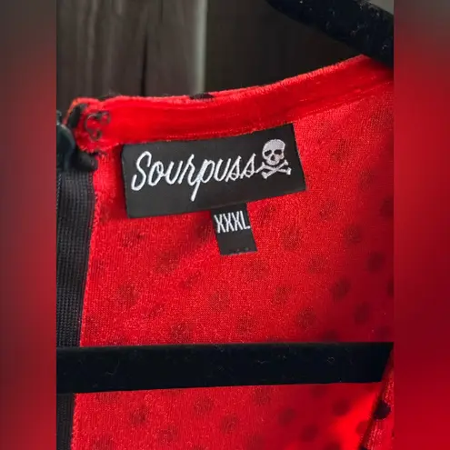 Sourpuss Ladybug Polka Dot Wiggle Dress Size XXXL Red