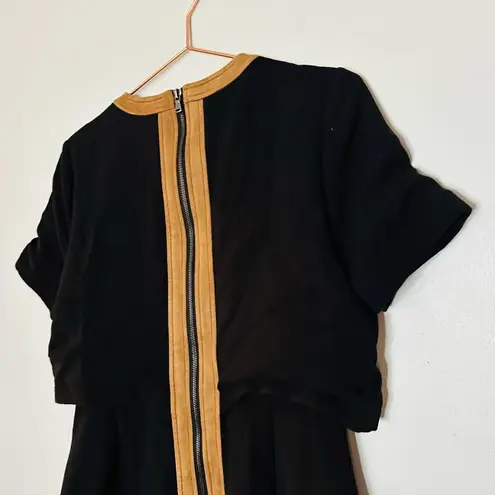 TOCCIN Black & Tan Faux Suede Stretch Hourglass Sheath Mini Dress Size 10
