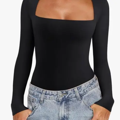 Women's Basic Lightweight Bodysuit Black Size XXL