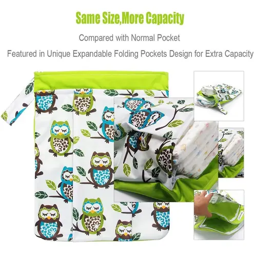 Bontime Wet Bag Diapers Laundry Swim Suit Pouch Stroller Double Zip Expandable Orange